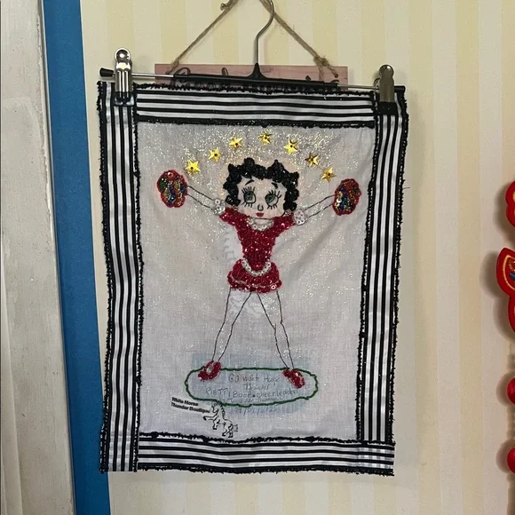 Handcrafted Wall Hanging with Embroidered Character 12” X 16” - Picture 6 of 10